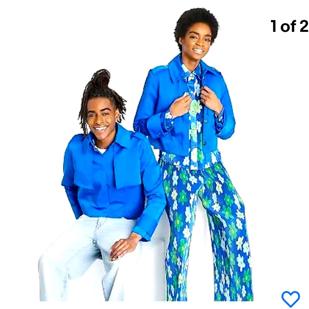 Black history month blue utility cropped jacket